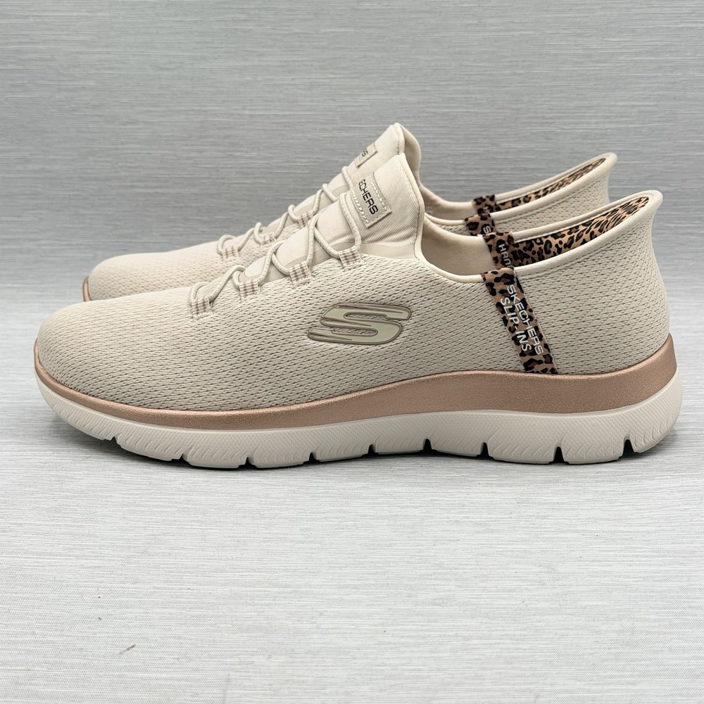 Skechers Slip Ins Women's 10 Summits Leopard Chic Natural Sneakers 150275 - Picture 2 of 12